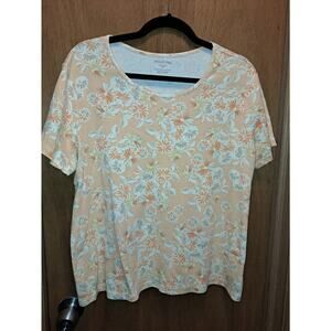 Women's Plus WhiteStag Orange Floral T-Shirt XXL